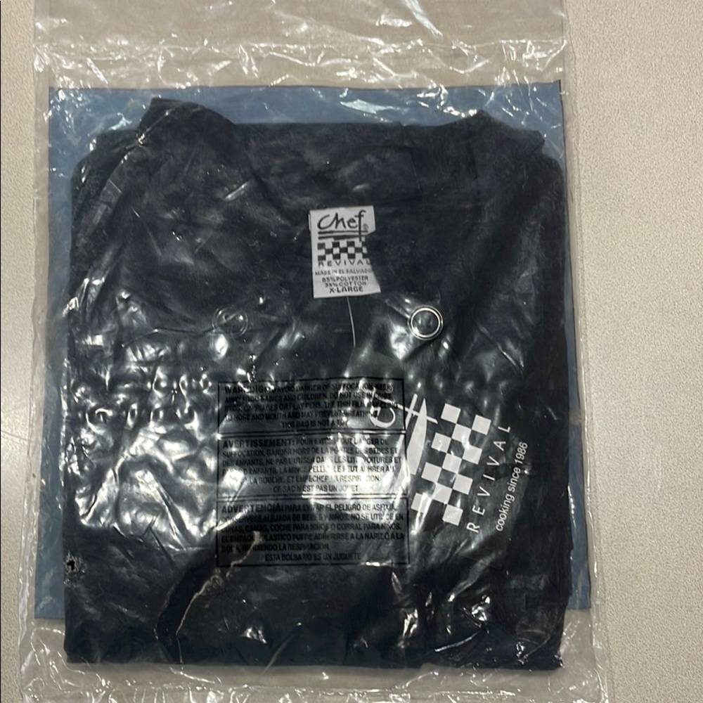 Chef Revival Black Chef Coat XL New